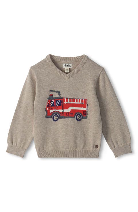 Kids' Firetruck V-Neck Sweater