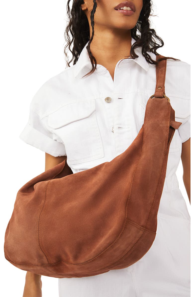 Free People We the Free Roma Suede Tote Bag, Alternate, color, Rust 1