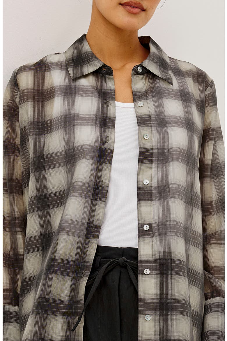 Bishop Plaid Button-Up Shirt, Alternate, color, ONYX TAUPE