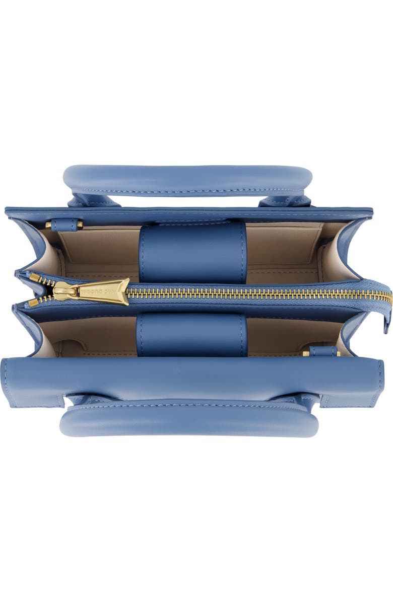 Mac Duggal Gold Plated Hardware Small Leather Tote Bag, Alternate, color, Twilight