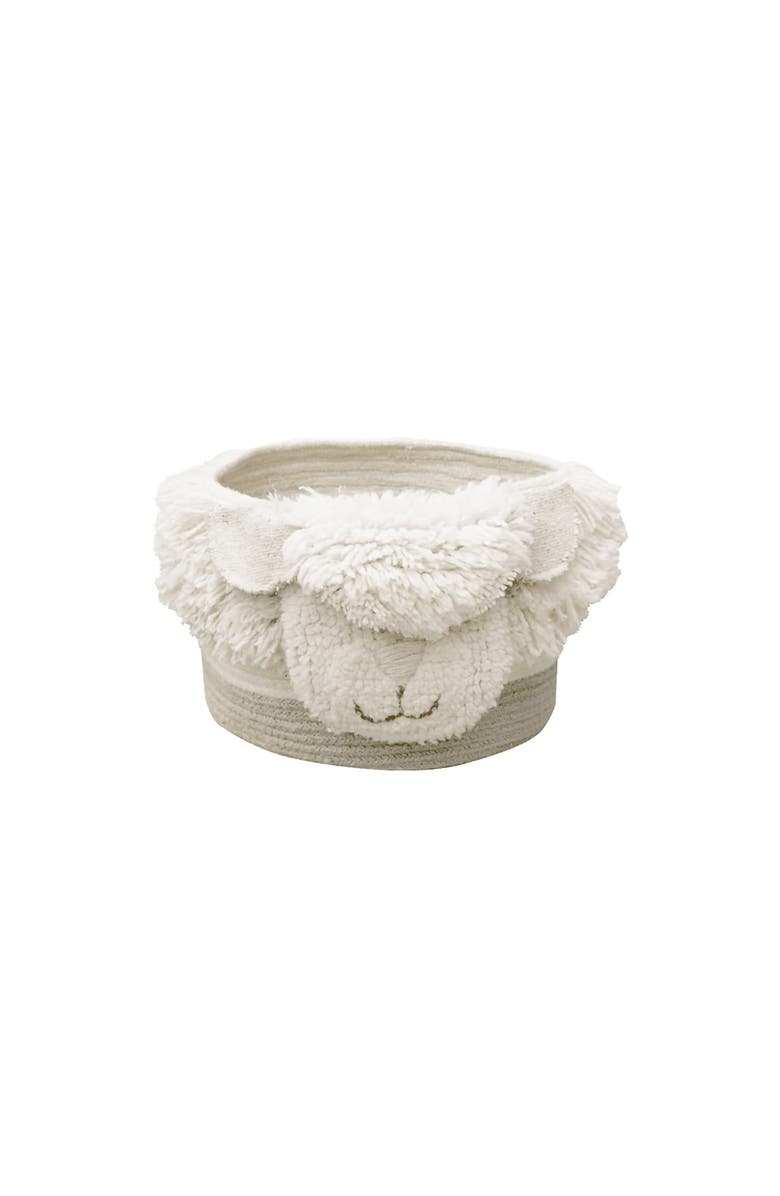 Lorena Canals Woolable Basket Pink Nose Sheep, Main, color, Sheep White, Rose, Sandstone