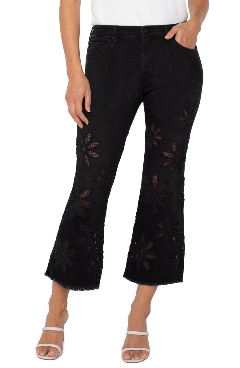 Liverpool Los Angeles Hannah Floral Frayed Crop Flare Jeans, Main, color, 