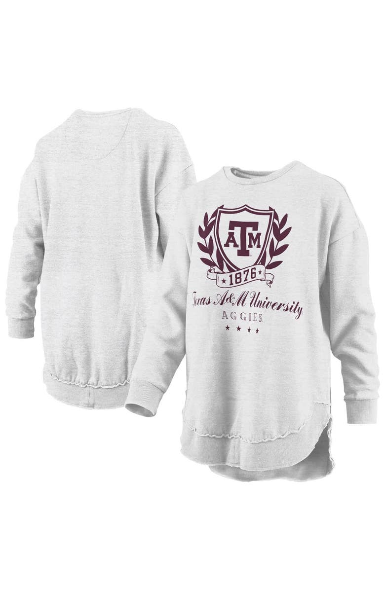 PRESSBOX Women's Pressbox Heather Gray Texas A&M Aggies Field Day Melange Poncho Pullover Sweatshirt, Alternate, color, Heather Gray
