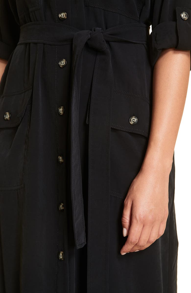 Marina Rinaldi Dadaista Belted Long Shirtdress, Alternate, color, 