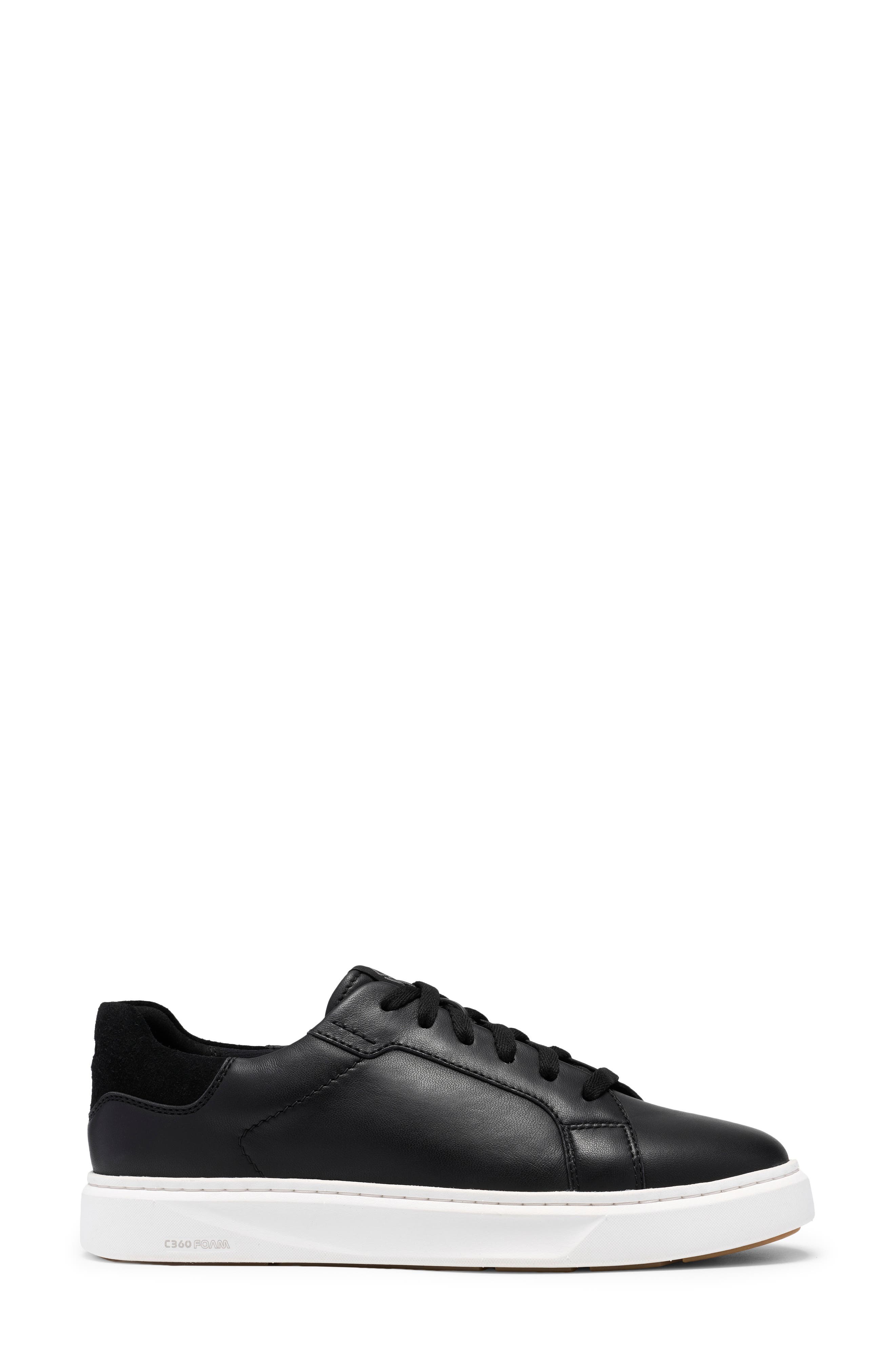 Code C Lace Leather Sneaker, Alternate, color, BLACK LEATHER