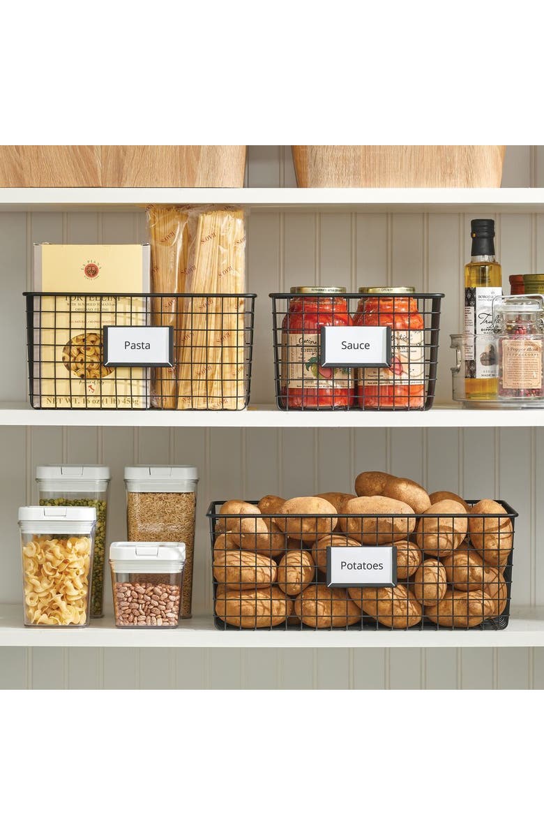 mDesign Large Steel Kitchen Organizer Basket with Label Slot, 12 x 9 x 6 - 4 Pack, Alternate, color, 