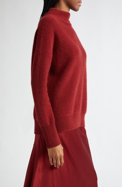 Vince Boiled Cashmere Funnel Neck Pullover In Ruby Ink