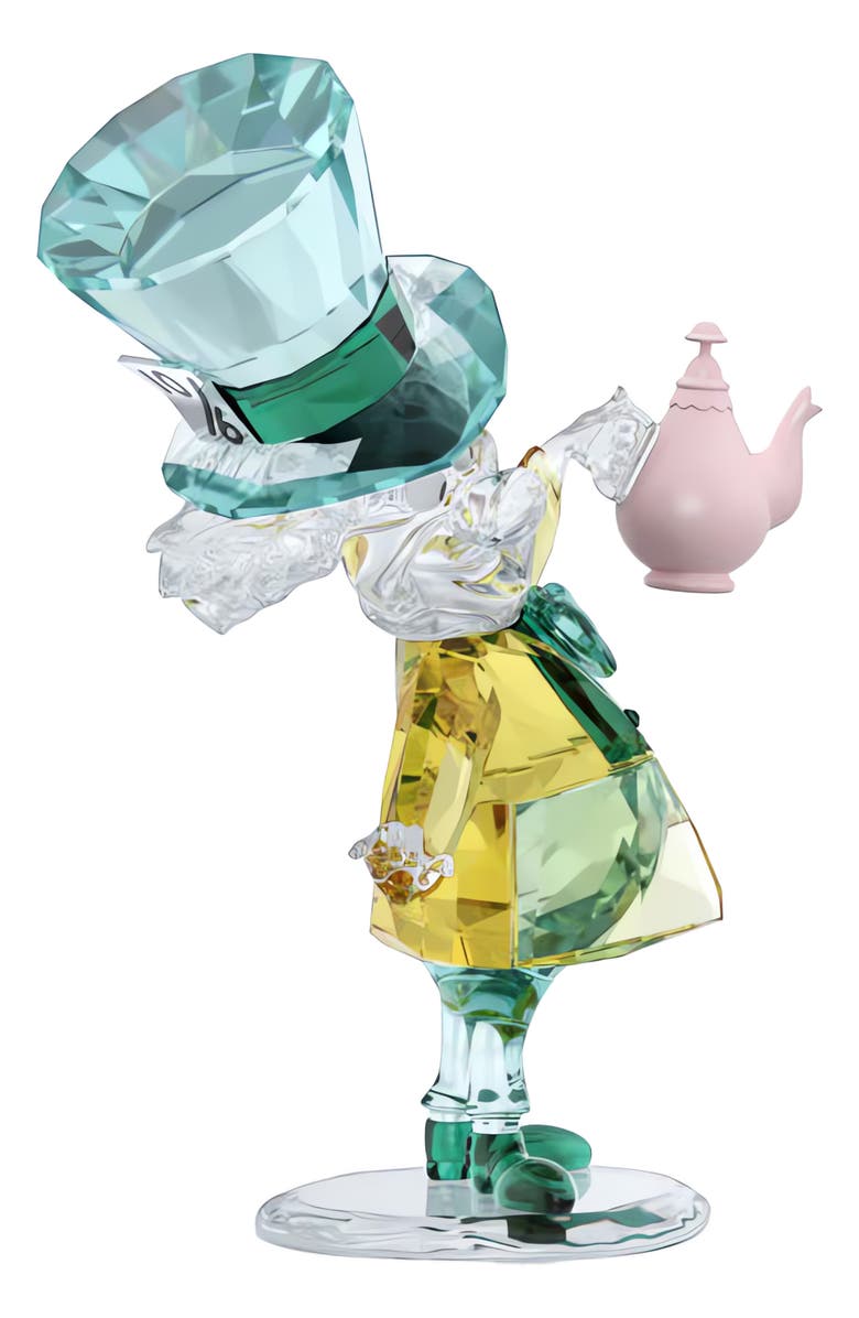 Swarovski x Disney<sup
®</sup
Alice in Wonderland The Mad Hatter Figurine, Alternate, color, Teal Multi
