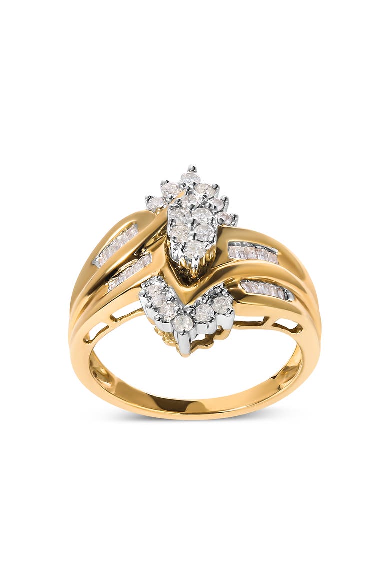 10K Two-Toned 1/2 Cttw Composite Pear Head Diamond Ring, Alternate, color, Yellow