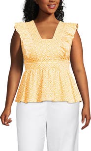 Lands' End Lightweight Jersey Ruffle Peplum Top
