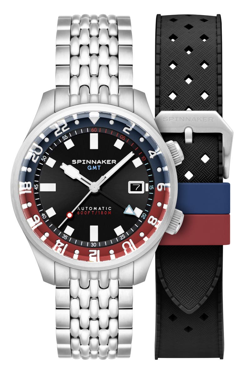 SPINNAKER Bradner GMT Automatic Bracelet Watch, 42mm, Main, color, Black
