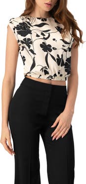 IVONNE Printed Sleeveless Straight Blouse