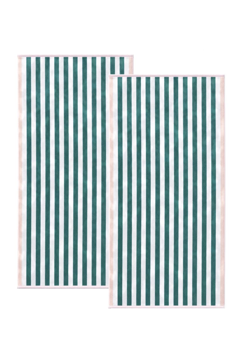 2-Pack Stripe Oversize Beach Towels, Main, color, MINERAL BLUE / BLUSH