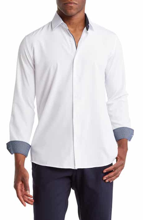TOM BAINE Slim Fit Performance Stretch Long Sleeve Button Front Shirt