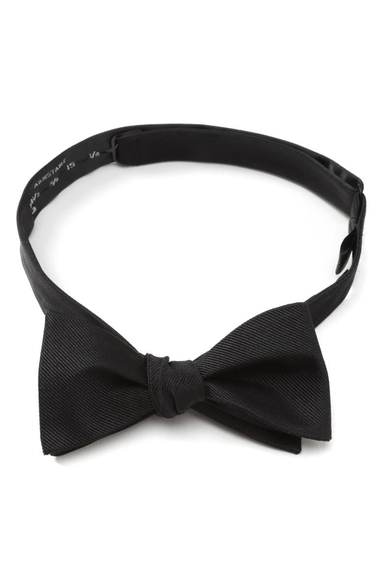 Cufflinks, Inc. Solid Self Tie Silk Bow Tie, Main, color, Black