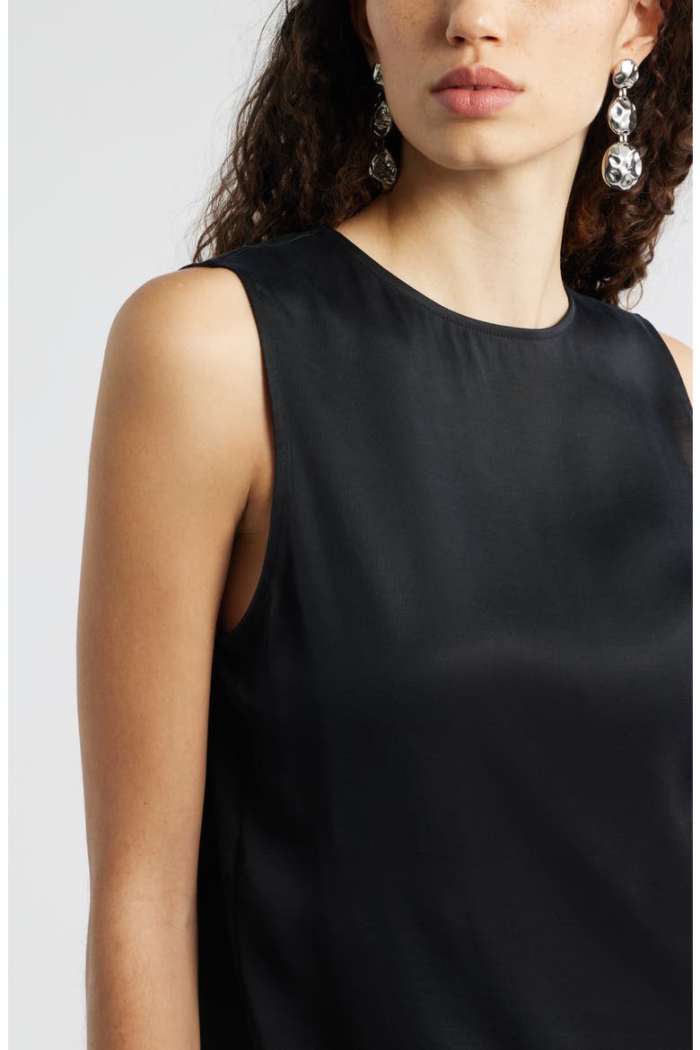 Satin Scoop Neck Tank, Alternate, color, BLACK