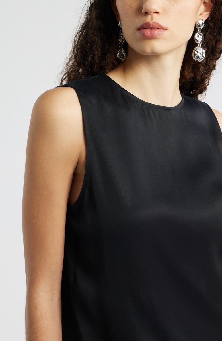 Nordstrom Satin Scoop Neck Tank, Alternate, color, Black