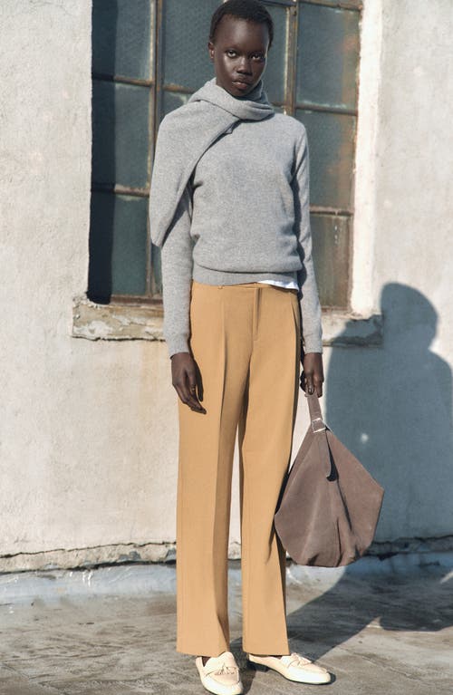 Mango Pleated Straight Fit Pants In Medium Brown