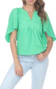 RAIN AND ROSE V-Neck Flutter Sleeve Top