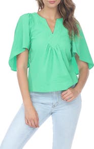 RAIN AND ROSE V-Neck Flutter Sleeve Top