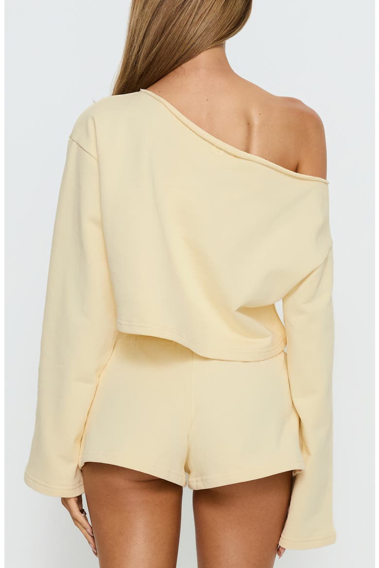 Retreat Raw Edge One-Shoulder Sweatshirt, Alternate, color, BUTTERCREAM