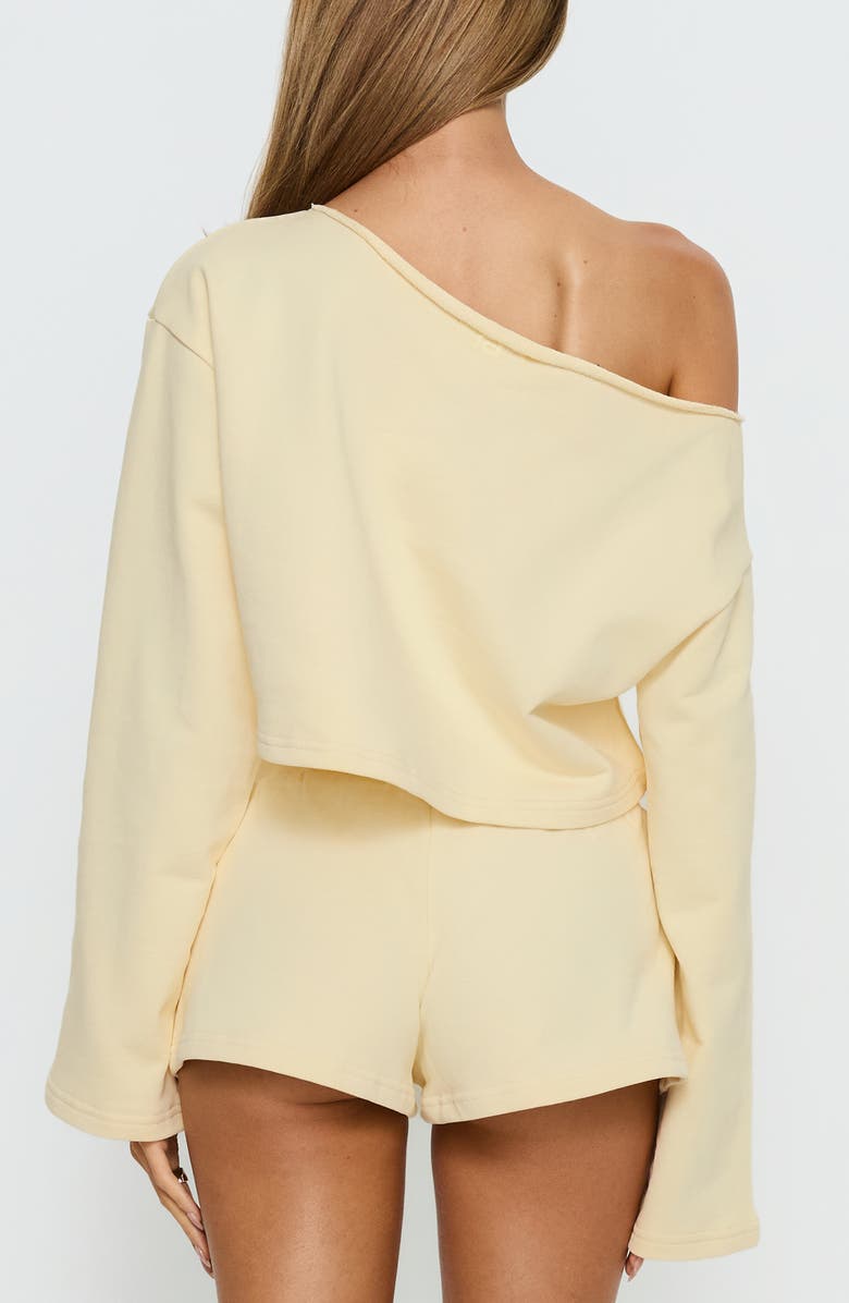 Princess Polly Retreat Raw Edge One-Shoulder Sweatshirt, Alternate, color, Buttercream