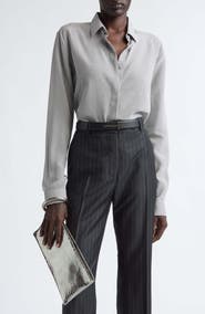 TOM FORD Geo Print Silk Crepe Button-Up Shirt