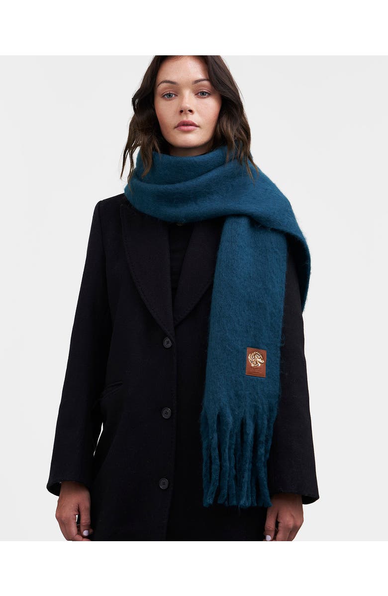 Fable England Cosy Teal Boucle Scarf, Alternate, color, Teal