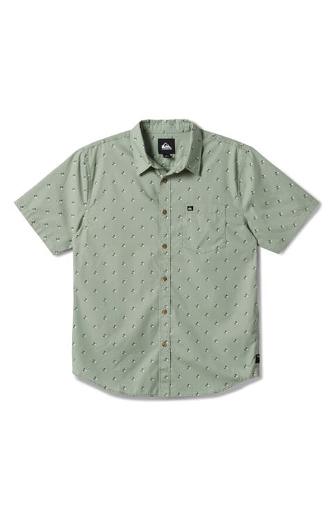 Kapu Mini Geo Print Short Sleeve Button-Up Shirt