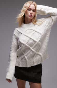 Topshop Pretzel Cable Stitch Oversize Sweater