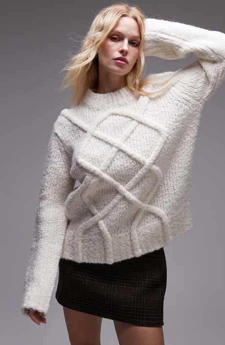 Topshop Pretzel Cable Stitch Oversize Sweater