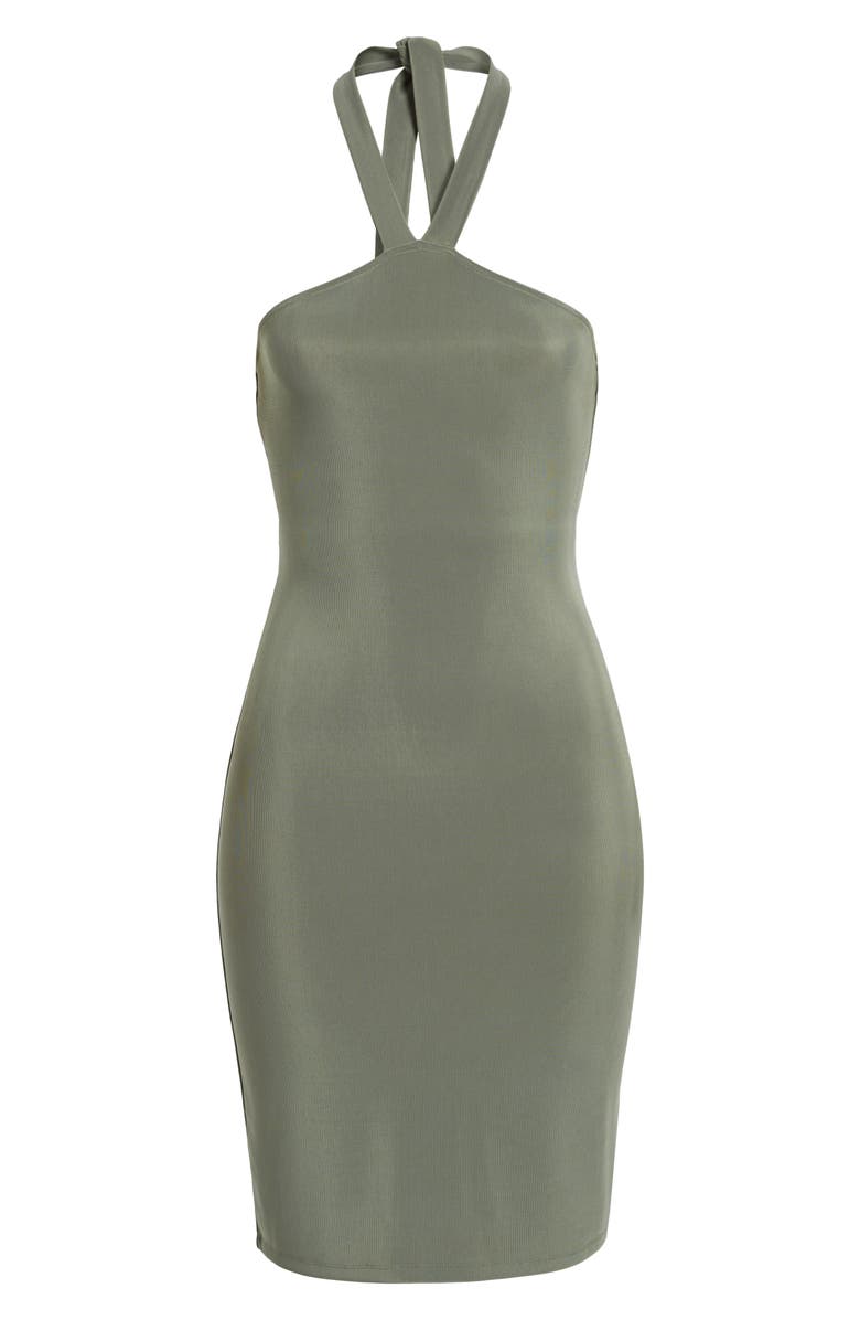 Leith Halter Body-Con Dress, Alternate, color, Olive Sarma