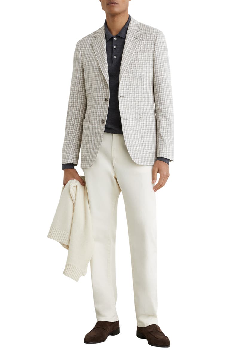 Reiss Canty Soft Grey Houndstooth Knit Sport Coat, Alternate, color, Soft Grey