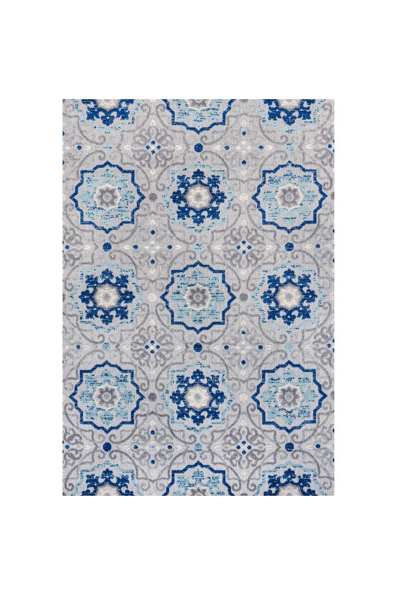 Mediterranean Medallion Indoor/Outdoor Area Rug, Main, color, Blue/Gray