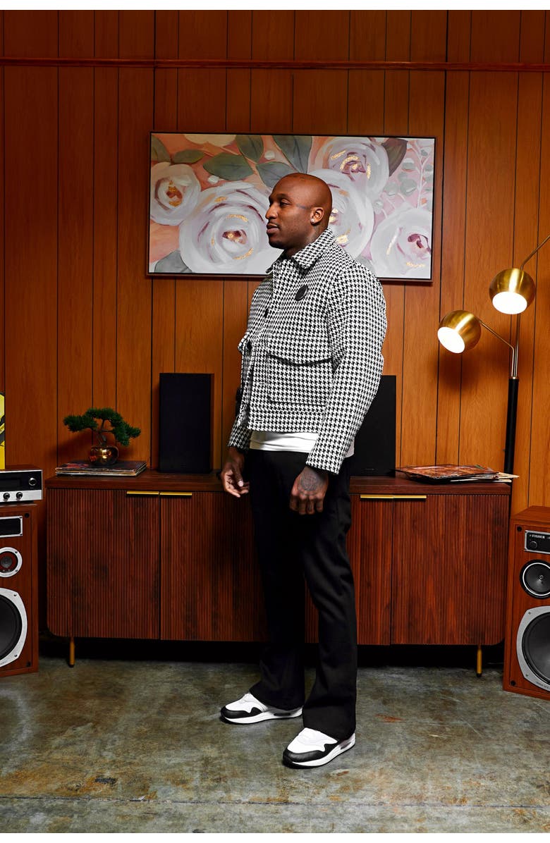 SAINT PERRY Houndstooth Boxy Fit Jacket, Alternate, color, Black And White