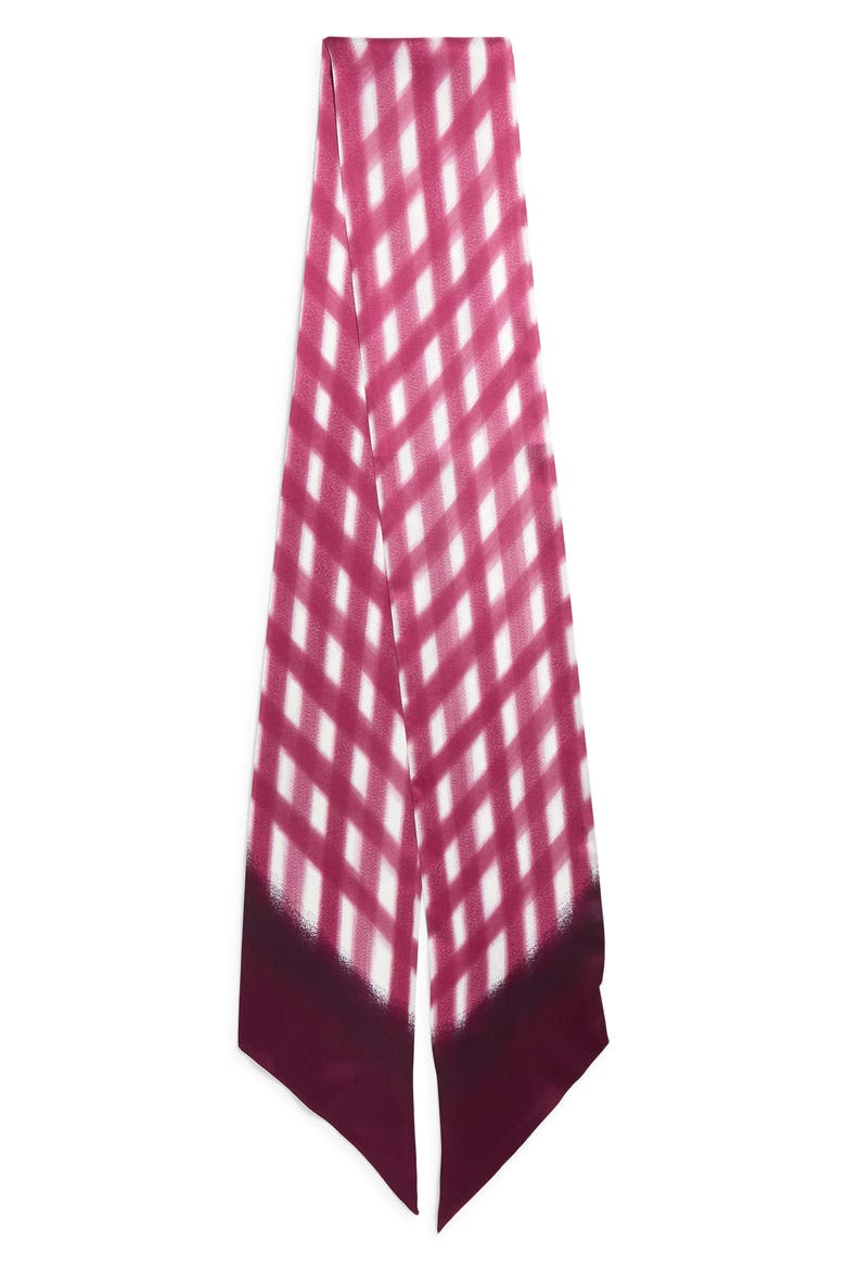 Floral Print Silk Skinny Scarf, Alternate, color, MAGENTA BASKET WEAVE