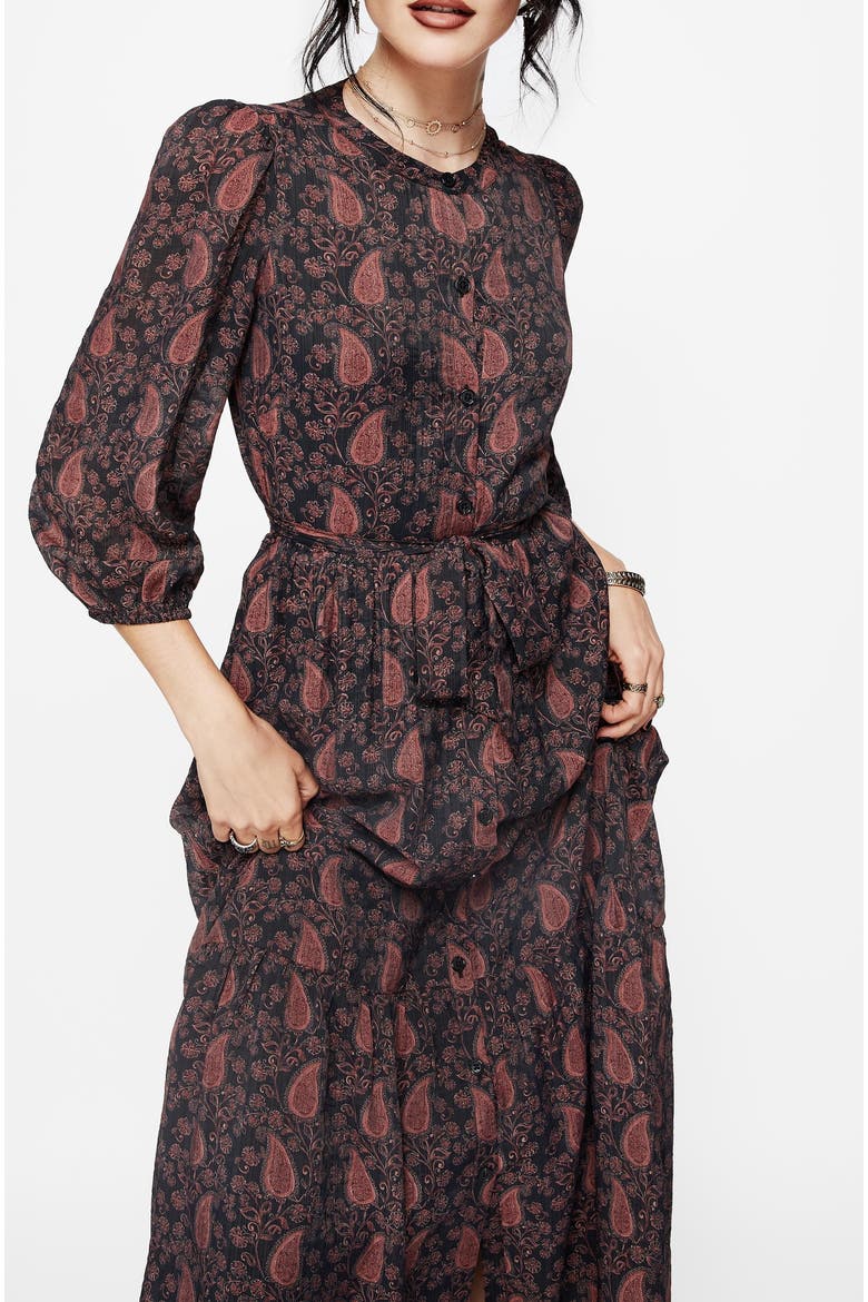 Isola Paisley Shift Midi Dress, Alternate, color, Red