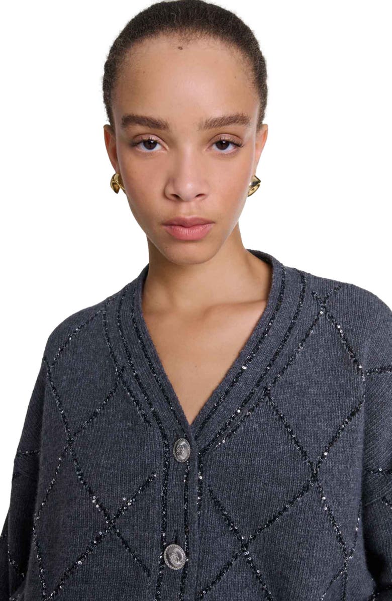 maje Sequin knit cardigan, Alternate, color, 