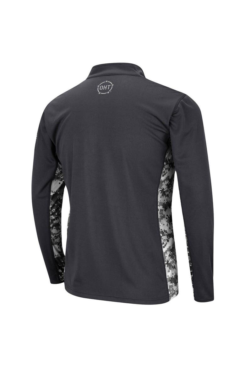 Men's Colosseum Charcoal Iowa State Cyclones OHT Military Appreciation Digital Camo Lightweight Quarter-Zip Pullover, Alternate, color, Charcoal