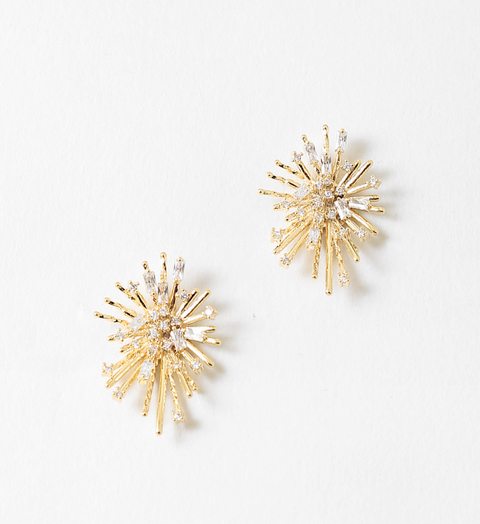 Sparkling Starburst Gold Studs