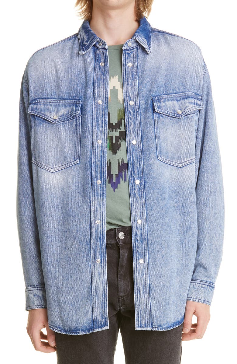 Isabel Marant Tailly Oversize Button-Up Shirt, Main, color,