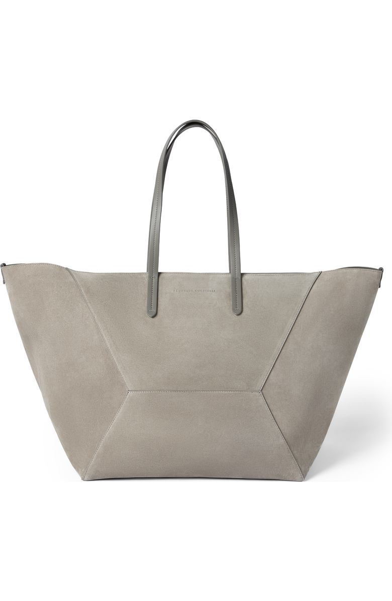 Brunello Cucinelli Suede large BC Duo bag, Main, color, Khaki