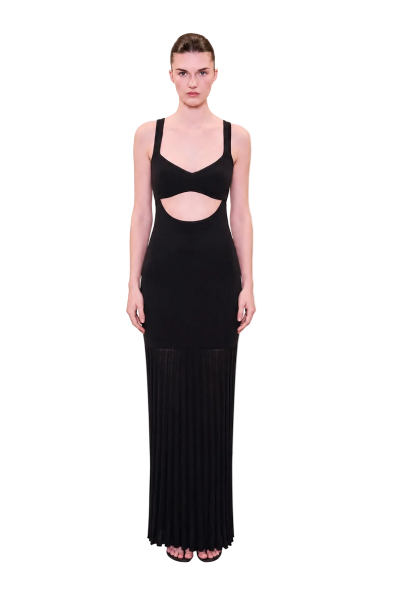 Daydreamers Pleated Skirt Knit Dress, Alternate, color, BLACK