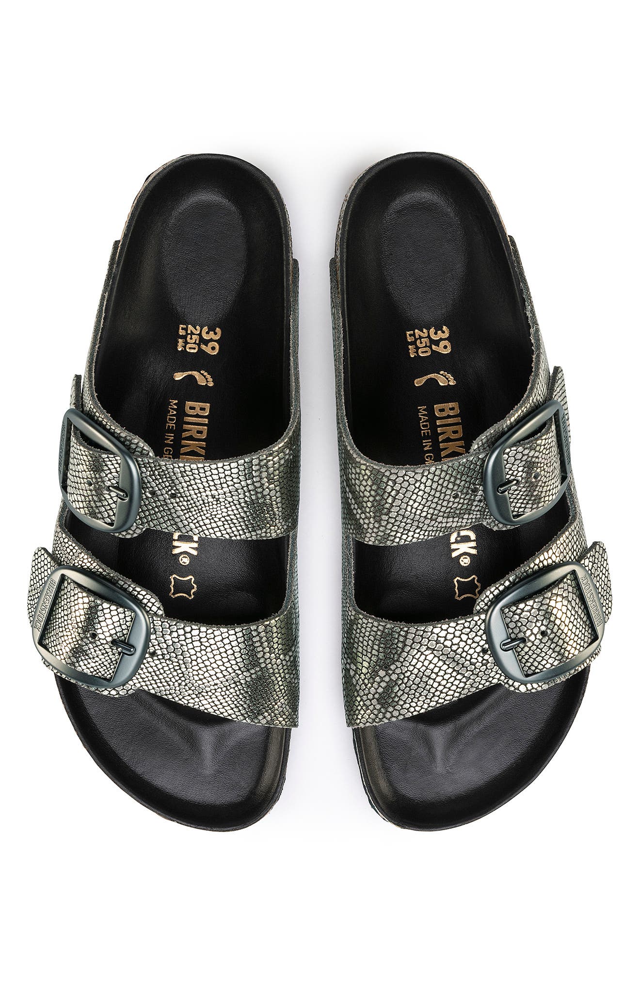 Birkenstock Arizona Snakeskin Print Suede Slide Sandal, Alternate, color, 