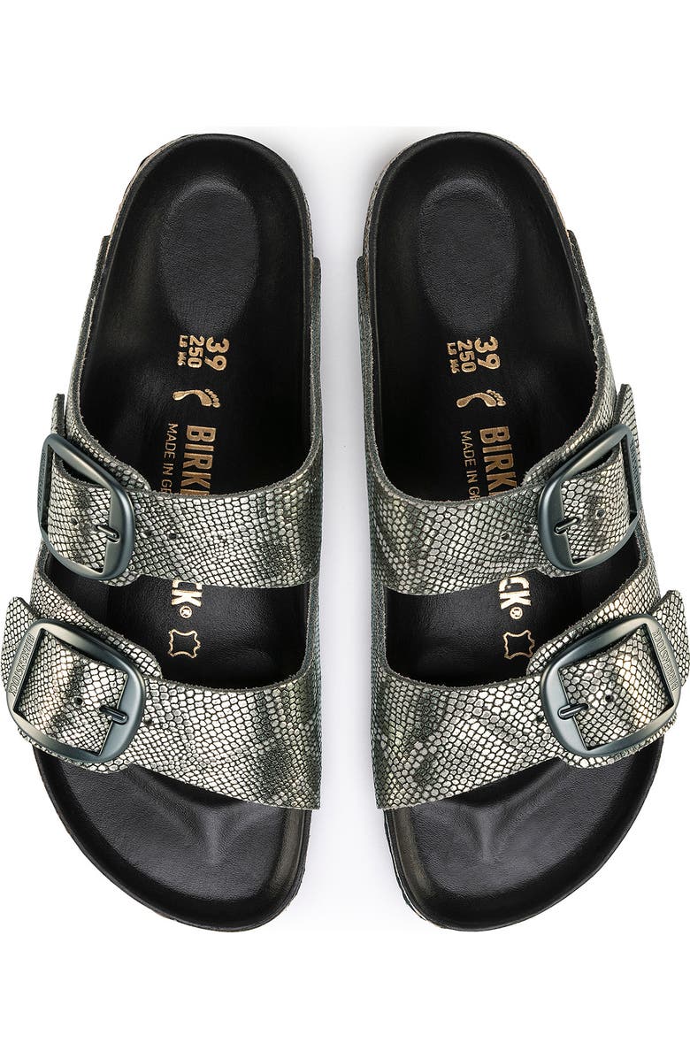 Birkenstock Arizona Snakeskin Print Suede Slide Sandal, Alternate, color,