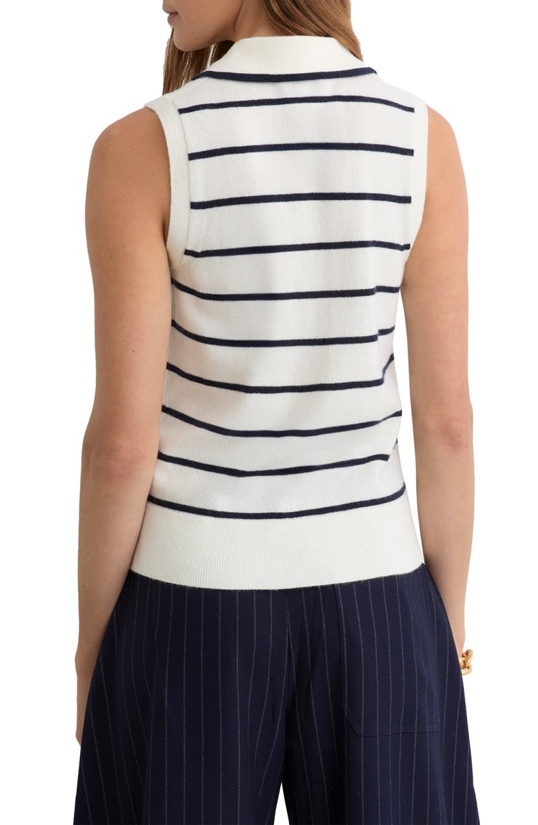 Reiss Sarah Wool & Cashmere Sleeveless Polo Sweater, Alternate, color, Ivory/ Navy