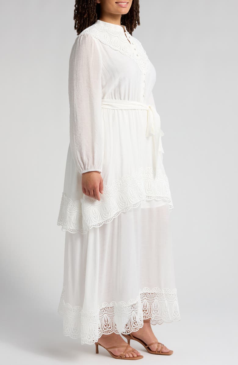 MELLODAY Lace Trim Long Sleeve Dress, Alternate, color, 