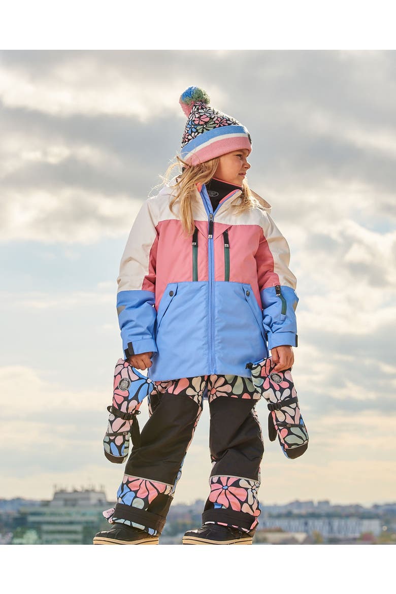 Girl's Technical Mittens Printed Retro Flowers, Alternate, color, Printed Retro Flowers
