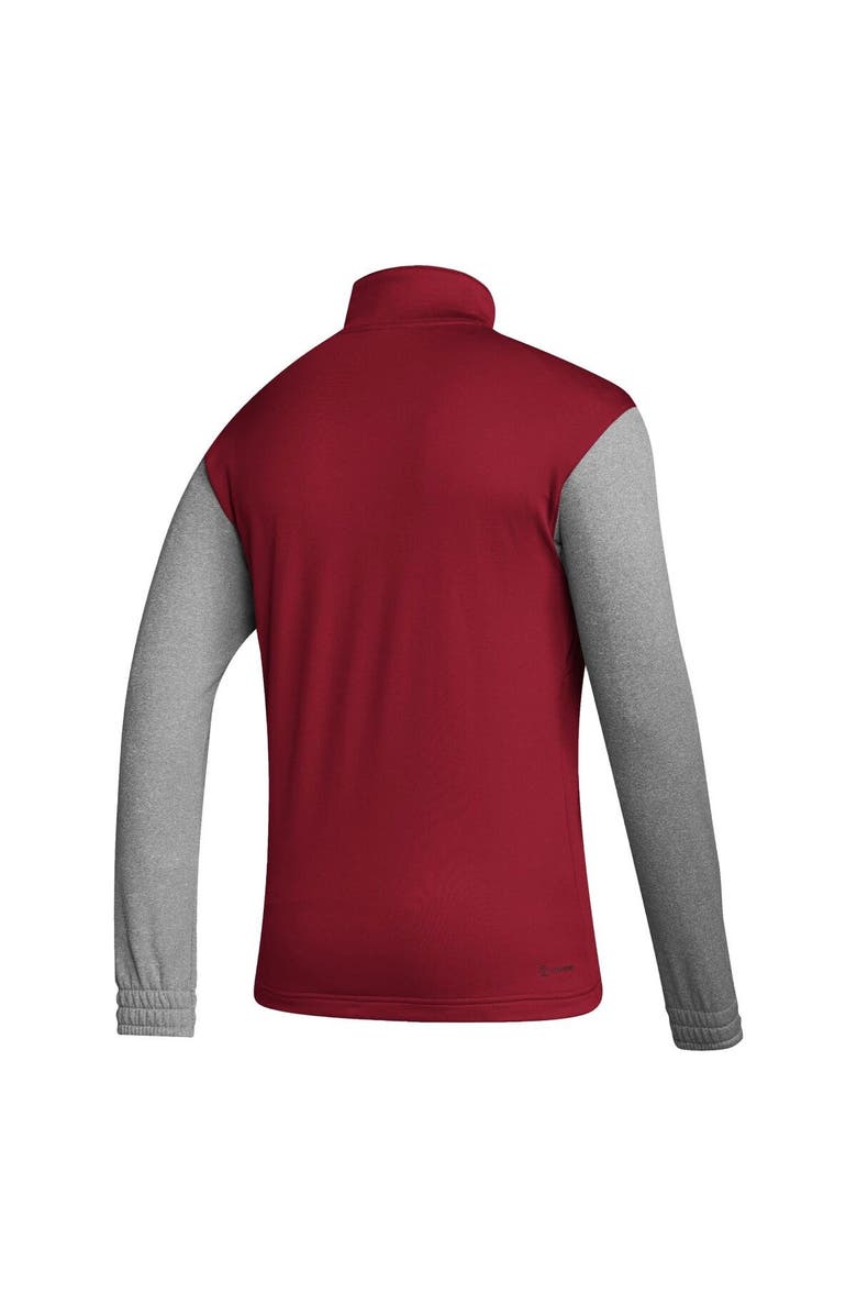 adidas Men's adidas Red/Heathered Gray Louisville Cardinals Team AEROREADY Half-Zip Top, Alternate, color, 