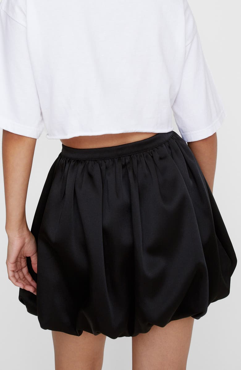 NASTY GAL Puffball Structured Bubble Hem Satin Miniskirt, Alternate, color, Black